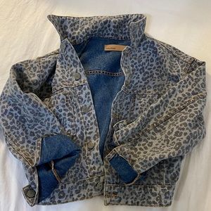 Grlfrnd denim Sarai animal print  jean jacket